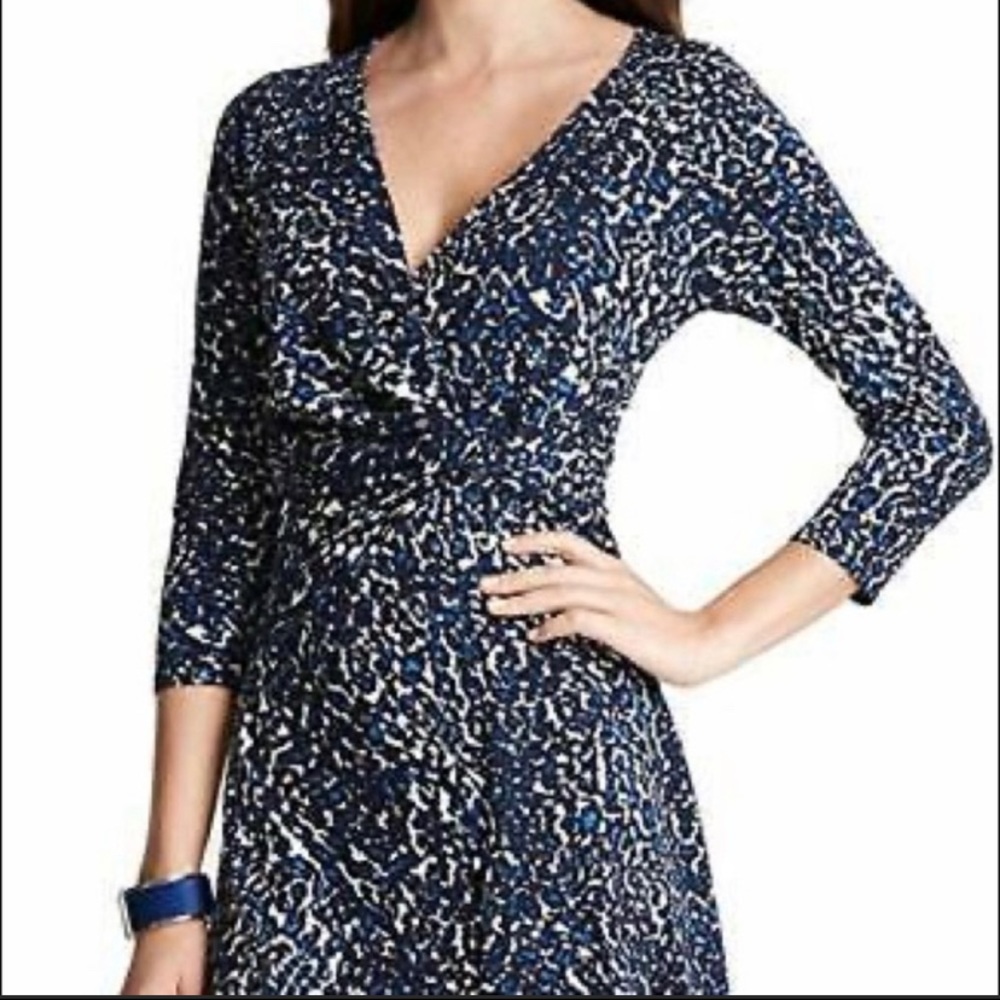 Ann Taylor Animal Print Faux Wrap Dress